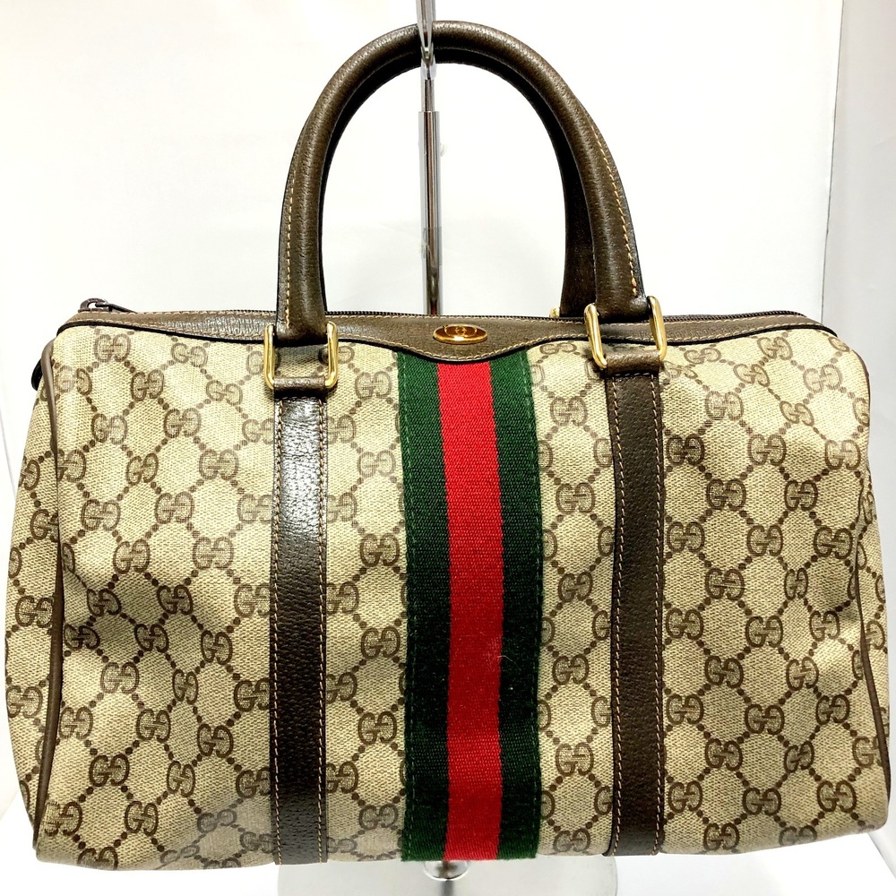 Gucci Old Gucci Mini Boston Bag Sherry Line Beige Brown